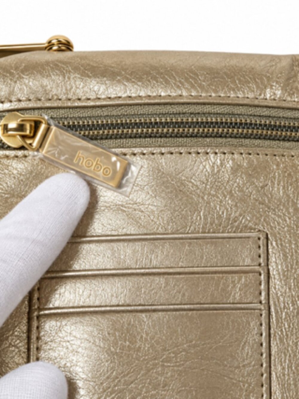 HOBO International Lauren Metallic Gold Leather Double Frame Clutch Wallet - Picture 7 of 12
